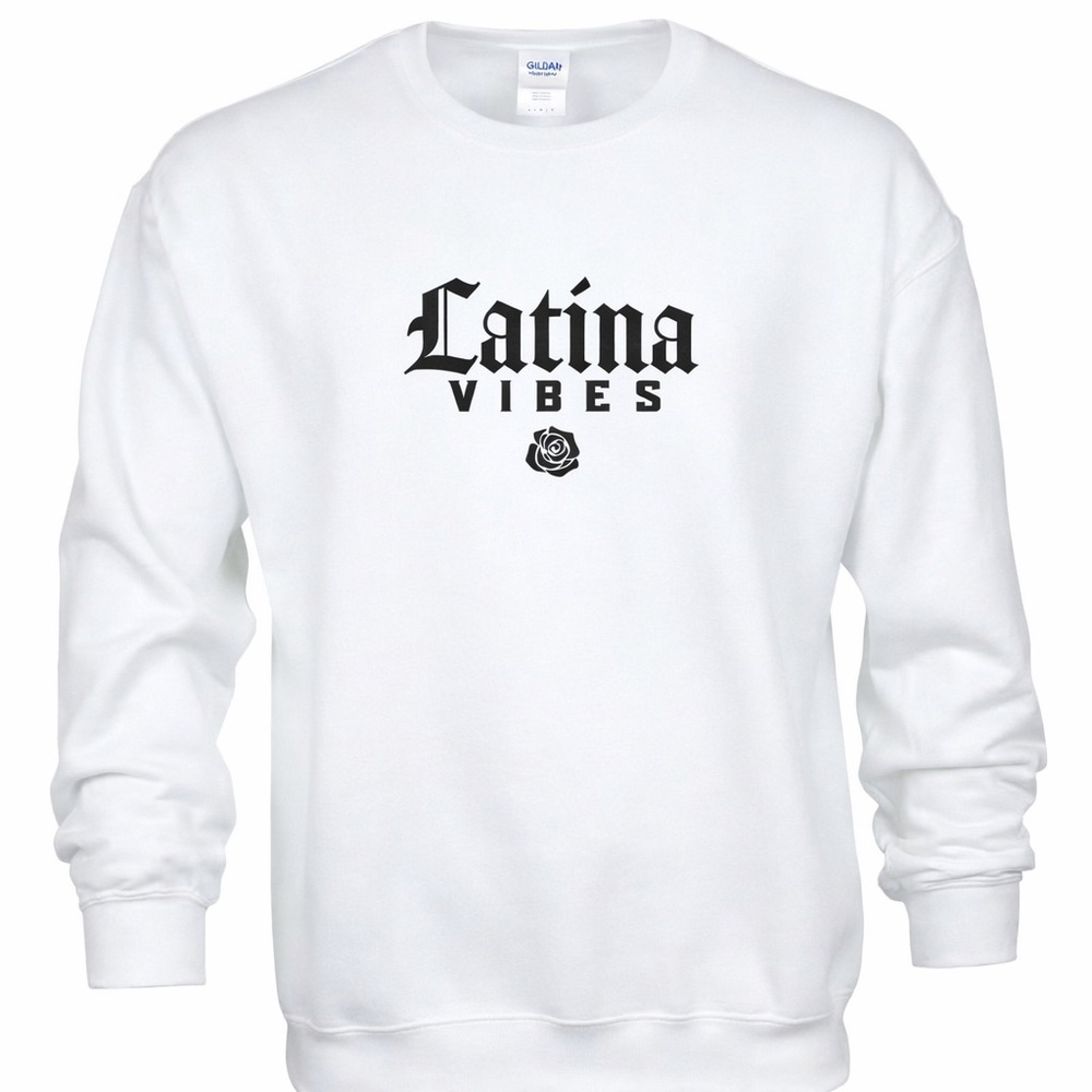 Latina Vibes Graphic Crewneck Sweatshirt‎ Gildan Cozy Casual Latina Style